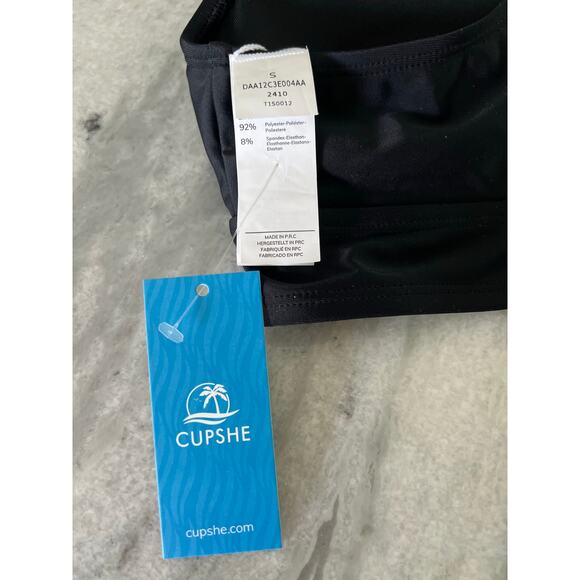 Cupshe Black Bikini Woman Size Small Halter Top Cross back - Picture 6 of 11